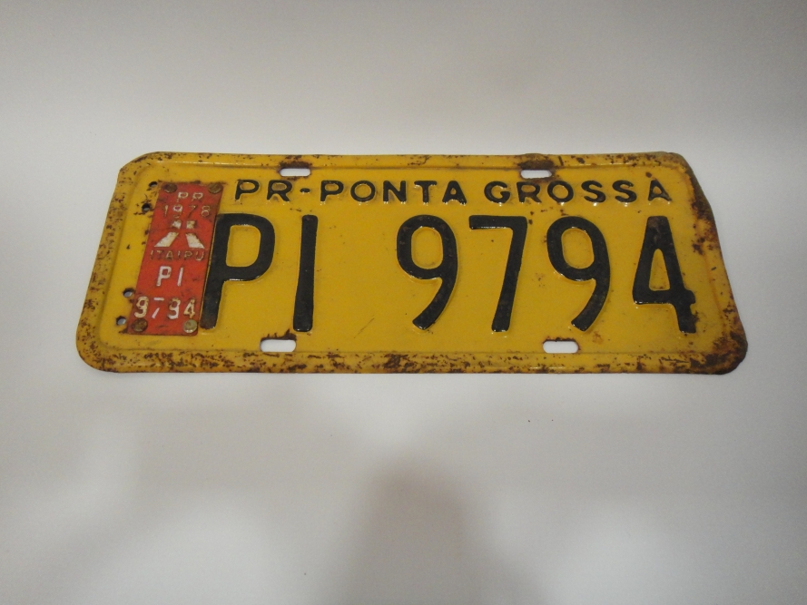 Placa Amarela Antiga - PR Ponta Grossa